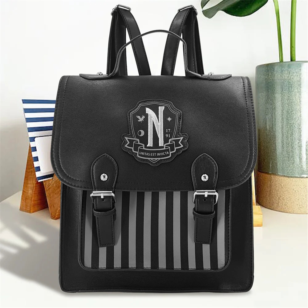 Movie Wednesday Black PU Leath - Leather Backpack Vintage 评论和价格