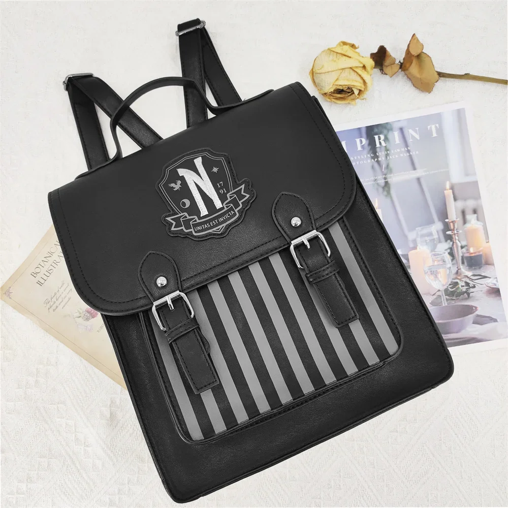 Movie Wednesday Black PU Leath - Leather Backpack Vintage 评论和价格