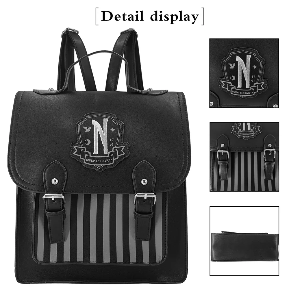 Movie Wednesday Black PU Leath - Leather Backpack Vintage 评论和价格
