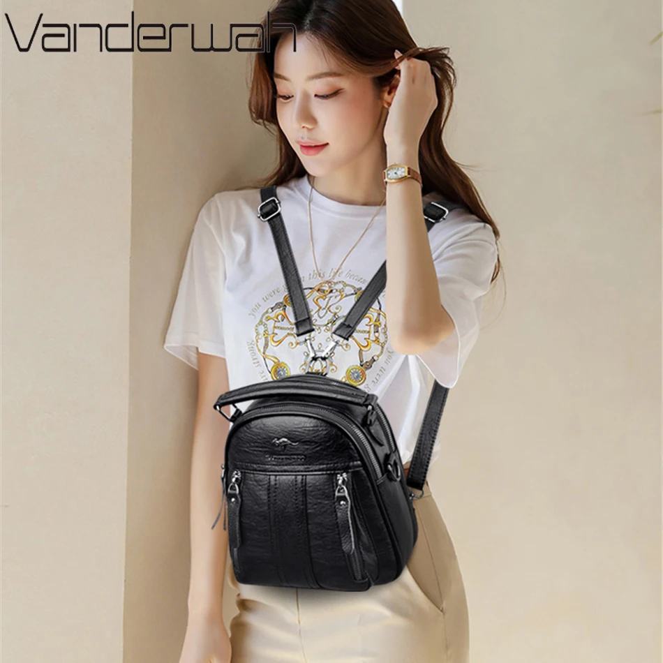 4 In 1 Leather Backpacks Multi - Mini Backpack Purse 评论和价格