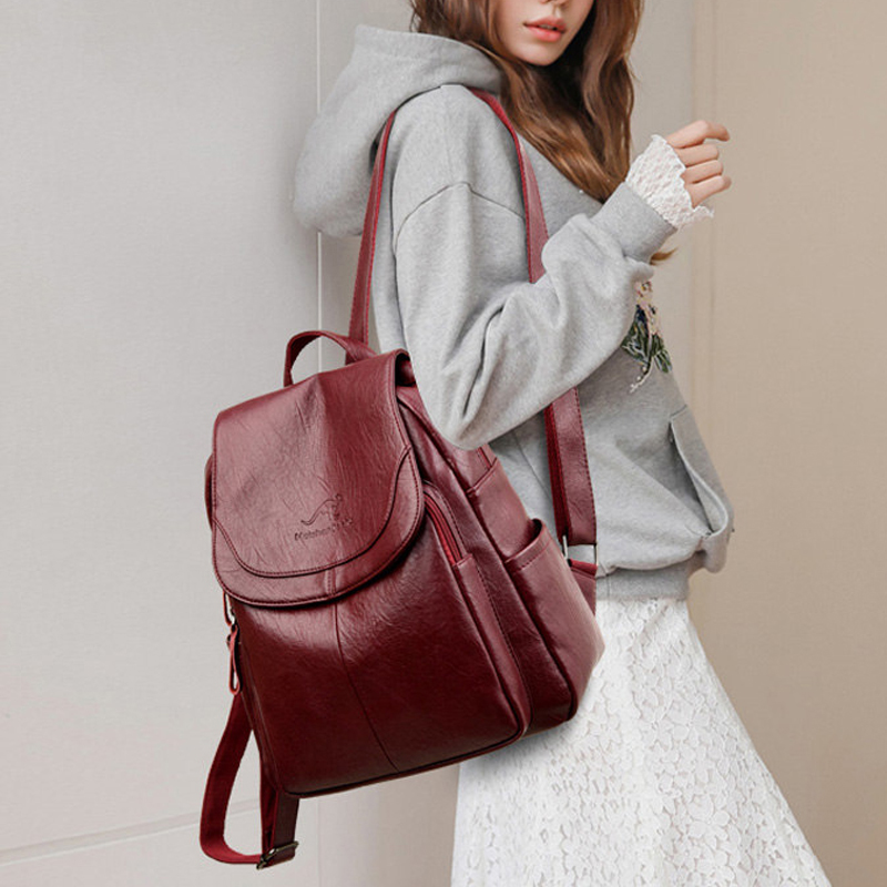 9 Color Women Soft Leather Bac - Leather Backpack Vintage 评论和价格