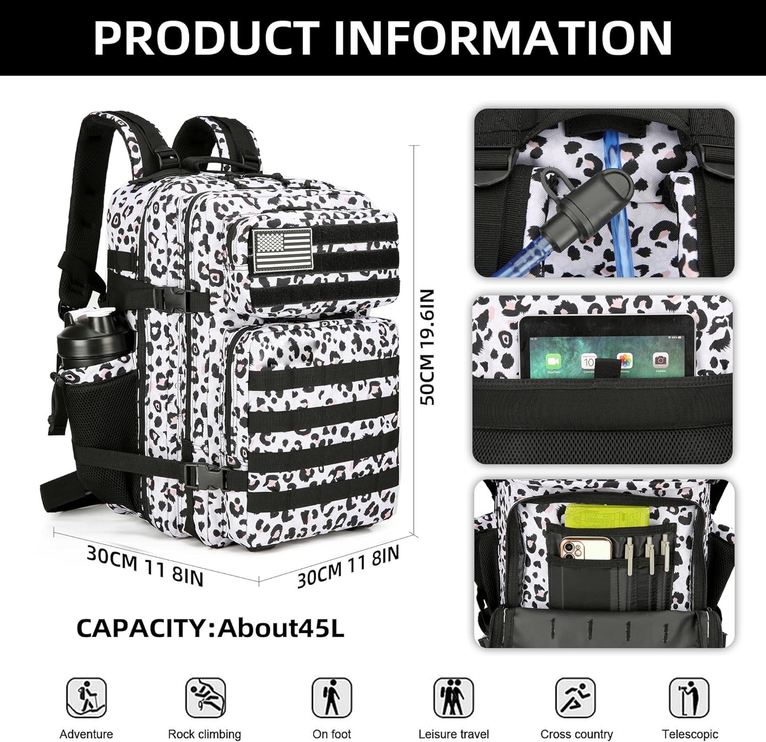 Large 45L 3P Tactical Backpack - Rucksack Military Style 评论和价格